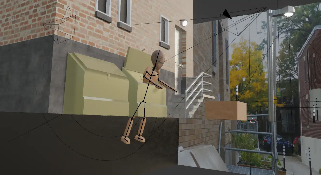 Mannequin dans une poubelle