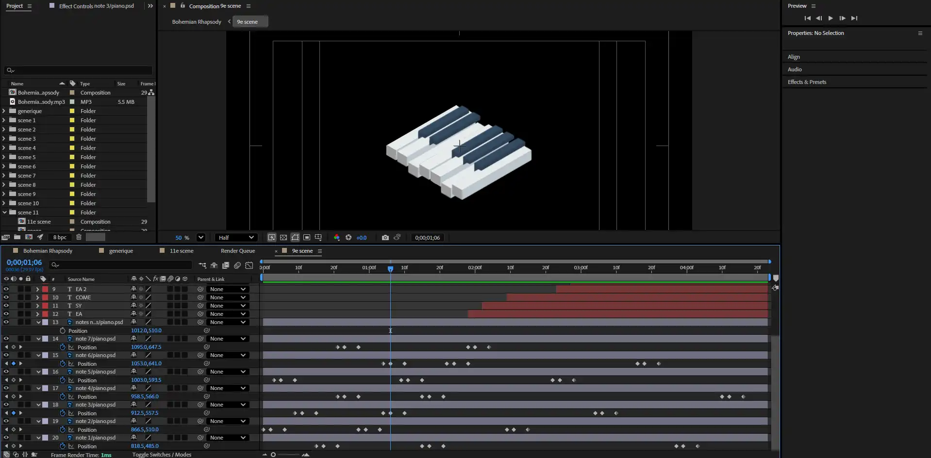 Piano dans l'éditeur